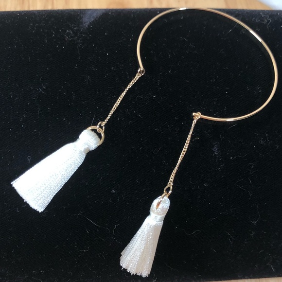 Shiraleah Anthropologie Bracelet Bangle Open Fringe Tallulah White Tassels - Picture 4 of 6